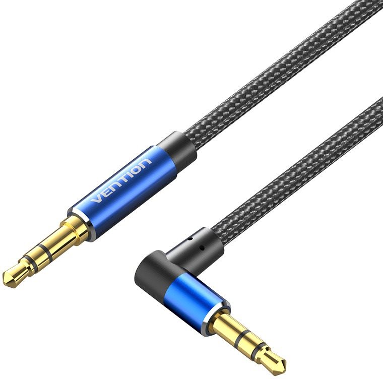 Vention Cotton Braided 3,5 mm Male to Male Right Angle Audio Cable 1M Blue Aluminum Alloy Type