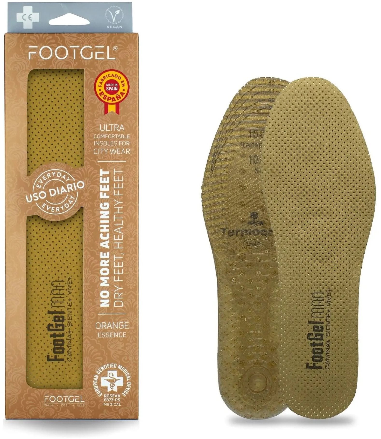 Footgel Gélové vložky do topánok WALK s pánskou vôňou pomaranč, veľkosť 43-47
