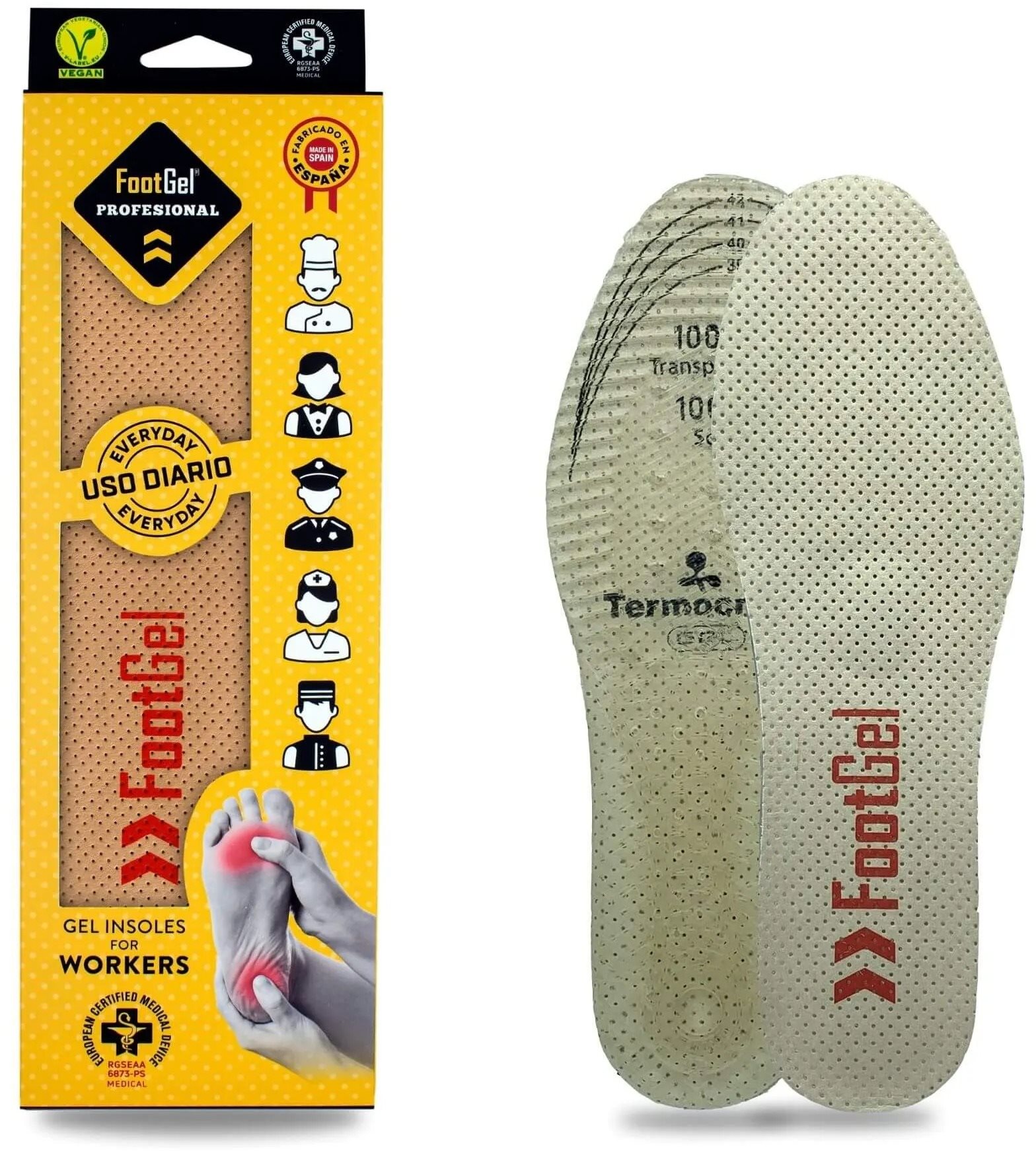 Footgel Gélové vložky do topánok PROFESIONAL s vôňou eukalyptus, veľkosť 43-47
