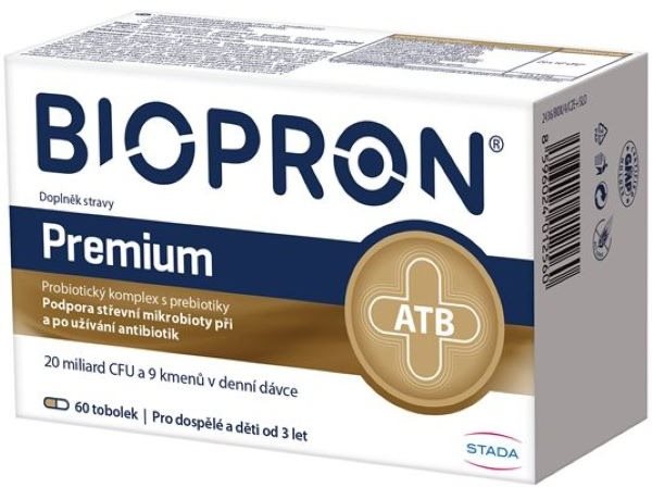 Biopron Premium, probiotiká a prebiotiká pri a po užívaní antibiotík, 60 kapsúl