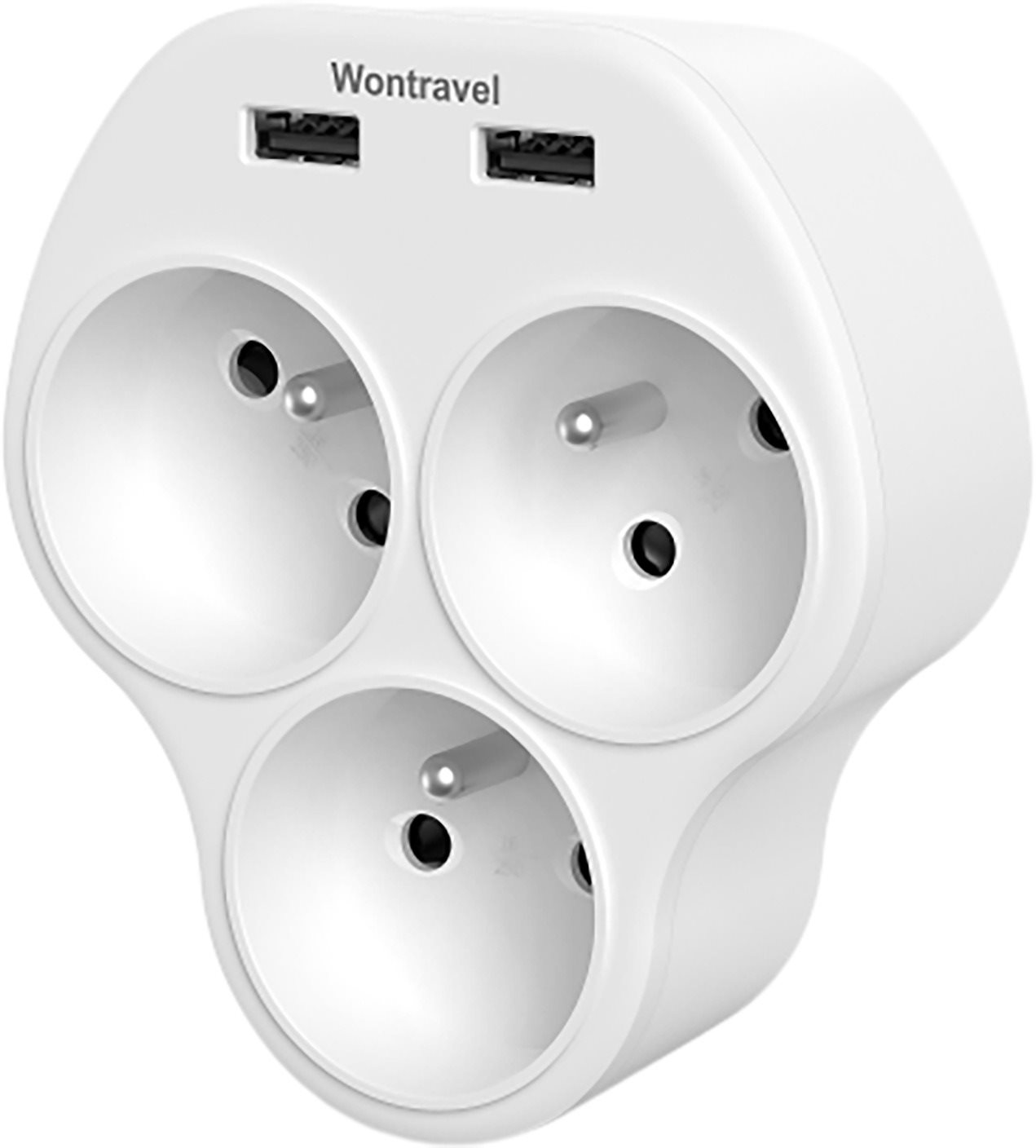 Wontravel rozdvojka 3× + 2 USB 16 A/4000 W