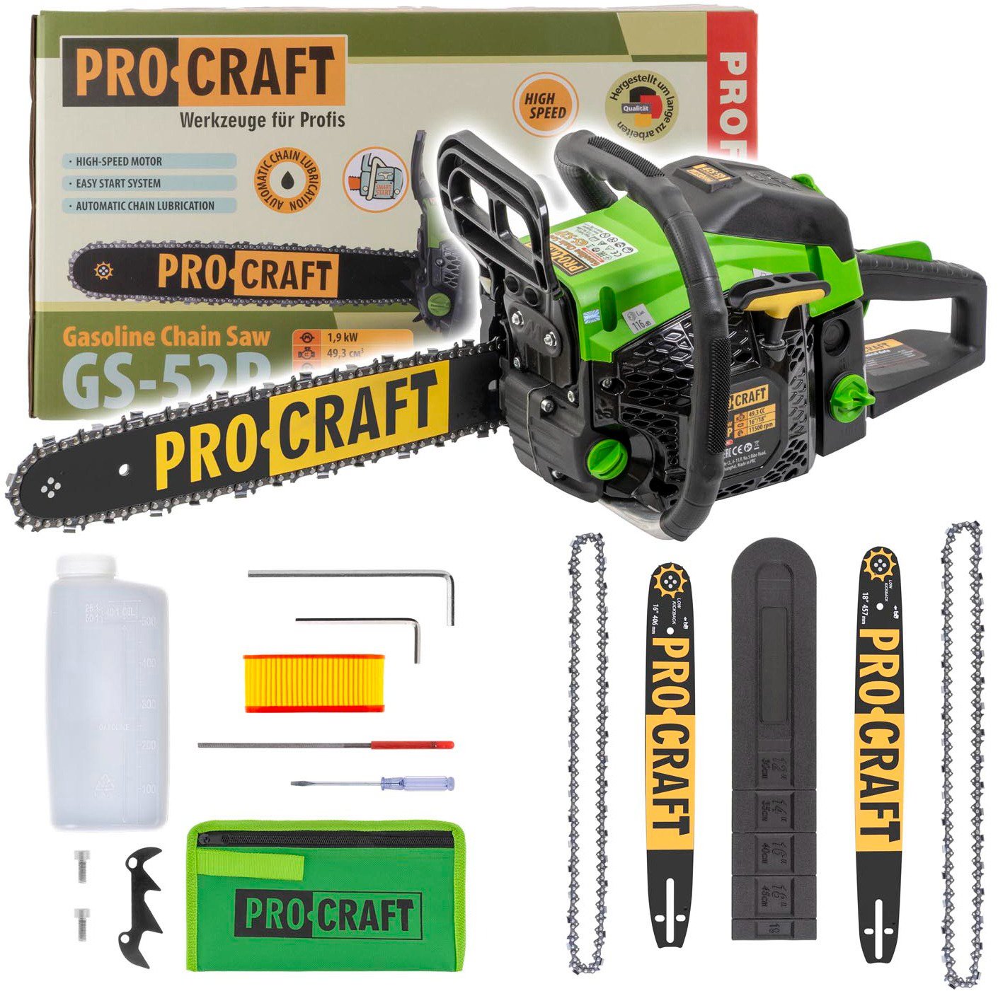 PROCRAFT Reťazová píla benzínová GS-52P