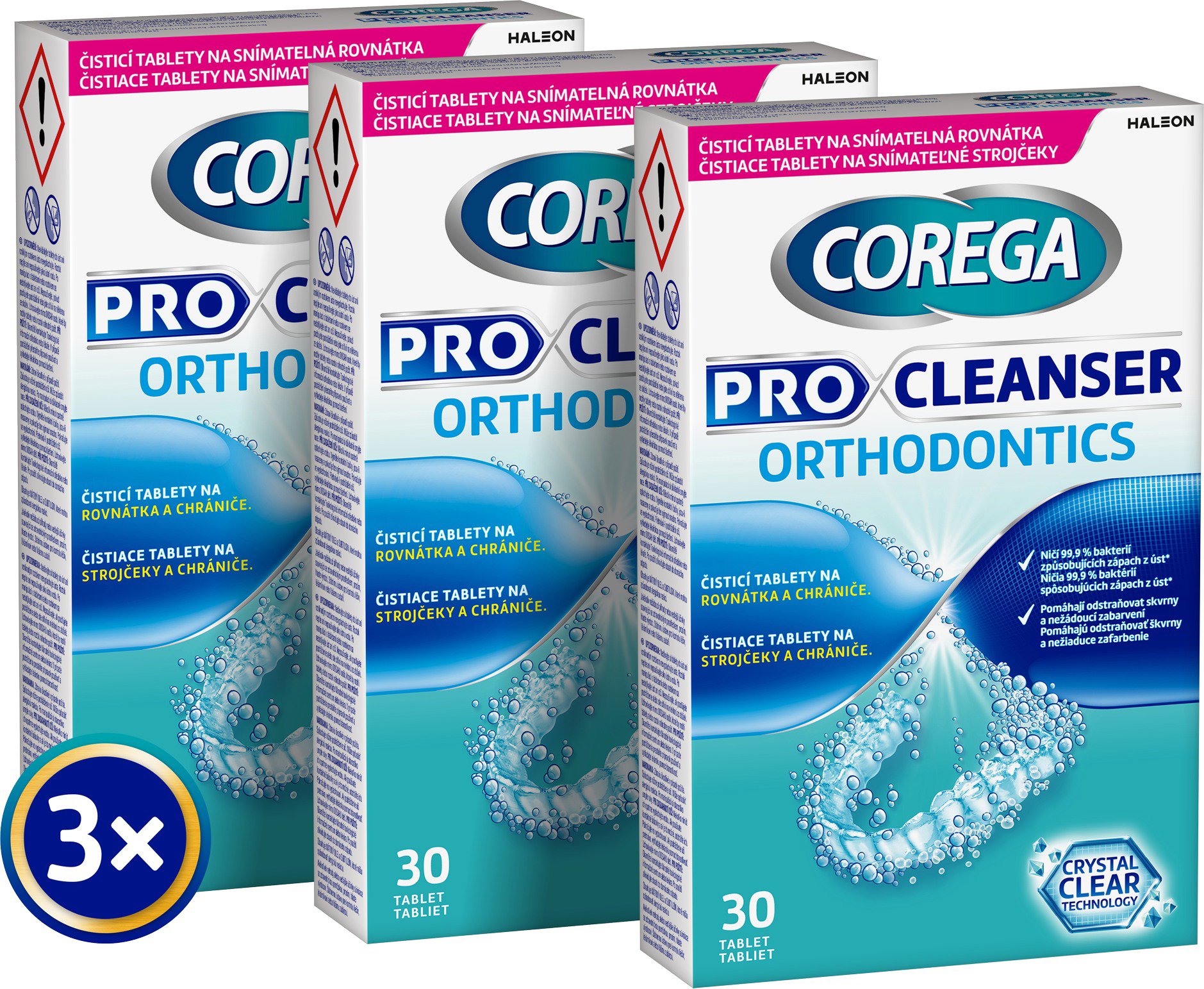 COREGA Pro Cleanser Orthodontics čistiace tablety 3× 30 ks