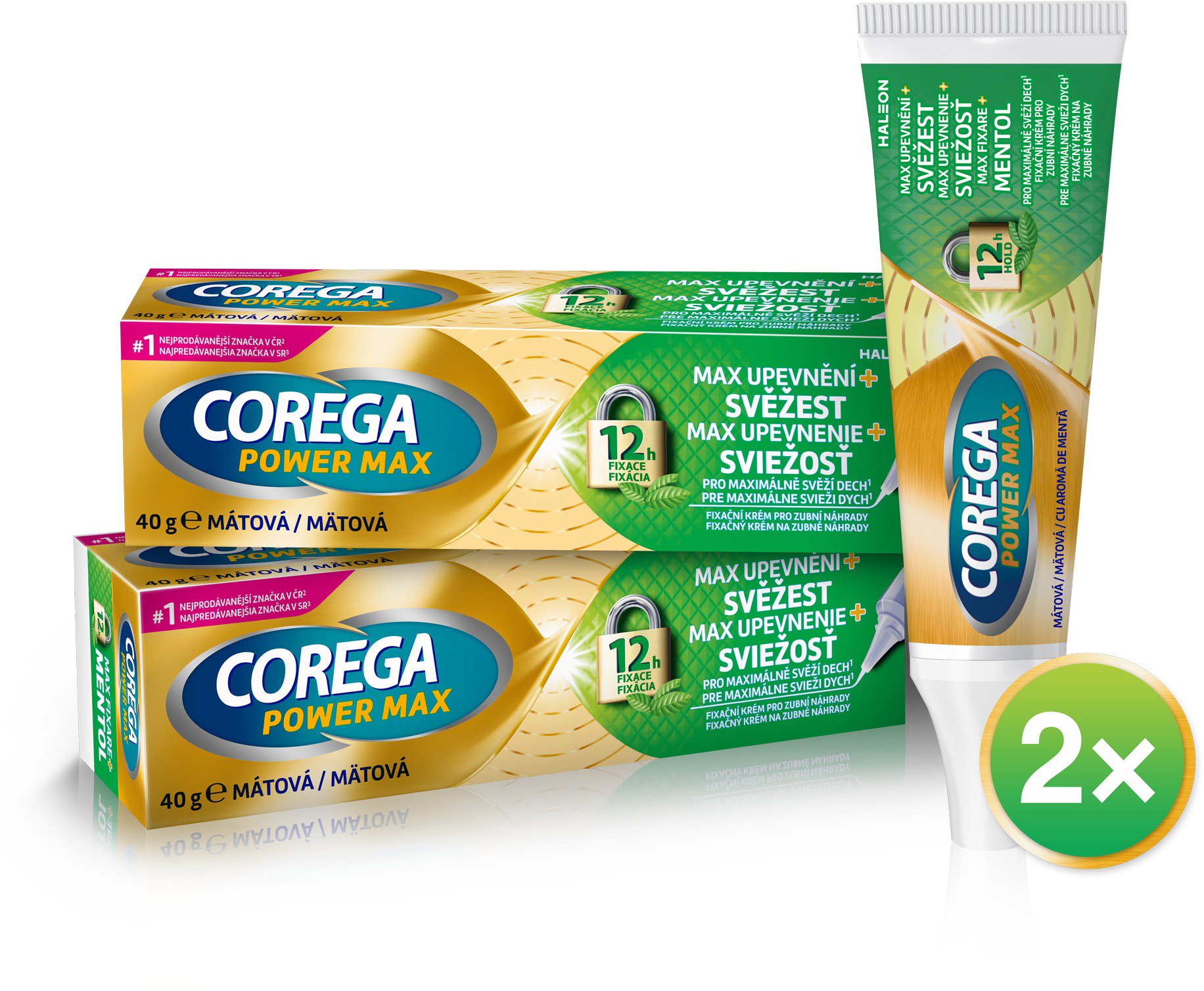 COREGA Power Max upevnenie + sviežosť 2× 40 g
