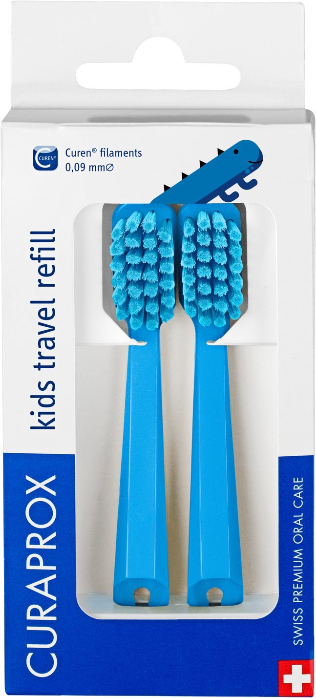 CURAPROX Kids Travel sada modrá náhrada, 2 ks