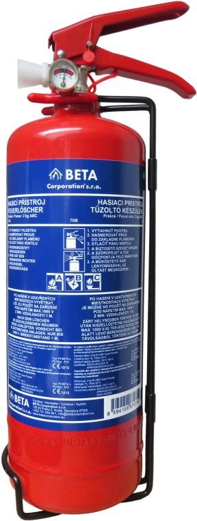 ČERVINKA práškový hasiaci prístroj 2 kg P2 BETA L vr. revízie