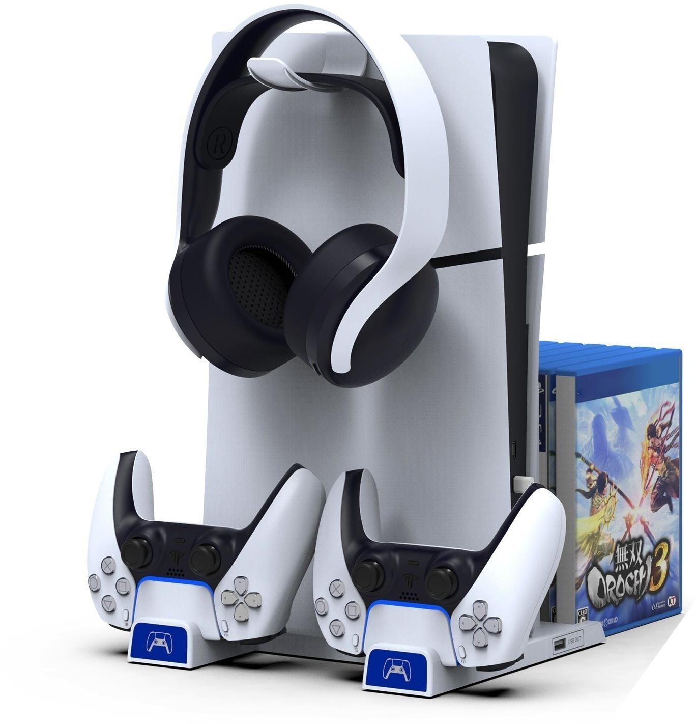 iPega P5S009 Multifunkčný Nabíjací Stojan pre PS5 Slim White