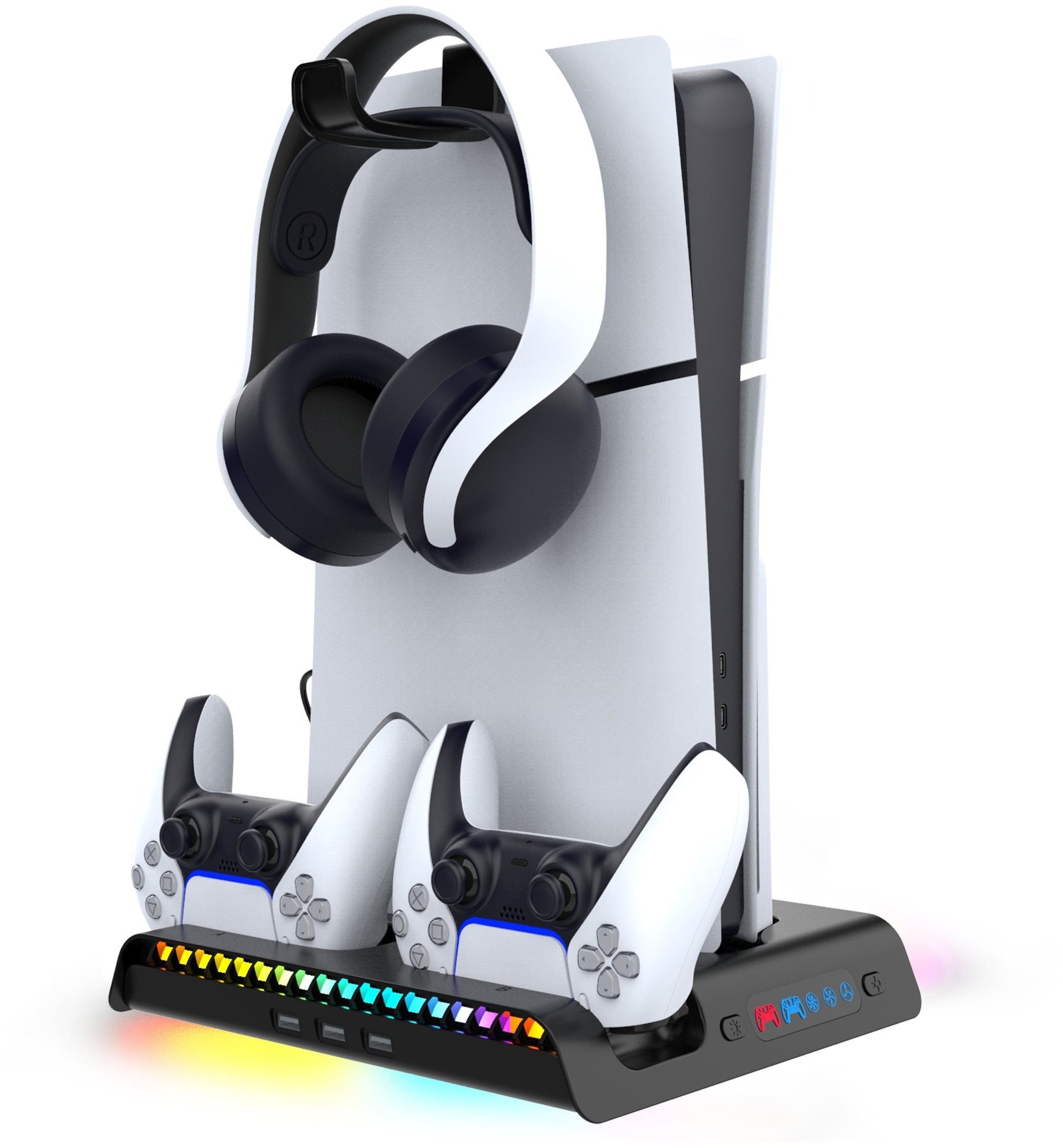 iPega P5S006 Multifunkčný Nabíjací RGB Stojan s Chladením pre PS5 Slim Black