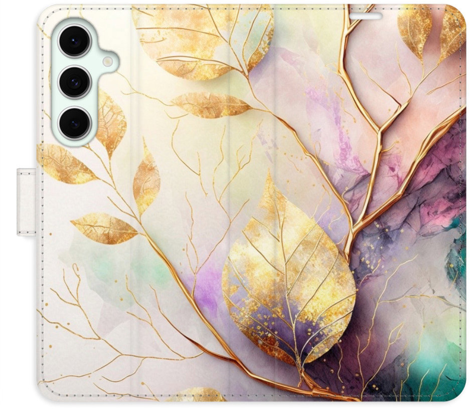 iSaprio Flip puzdro Gold Leaves 02 pre Samsung Galaxy S24 FE