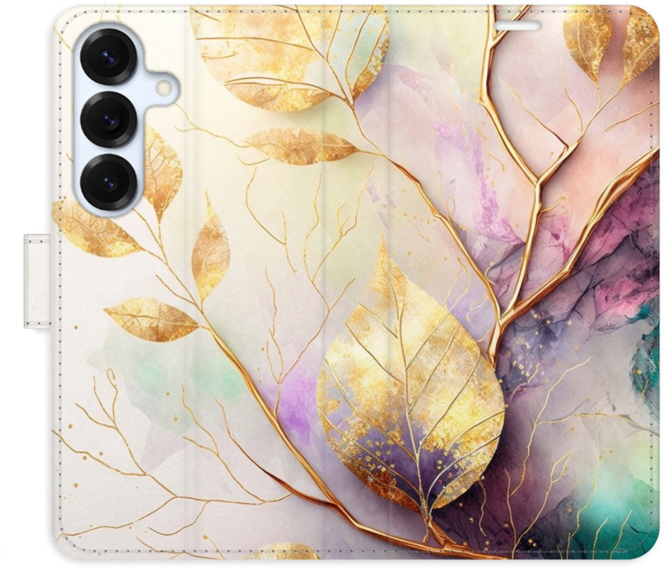 iSaprio Flip puzdro Gold Leaves 02 pre Samsung Galaxy S25