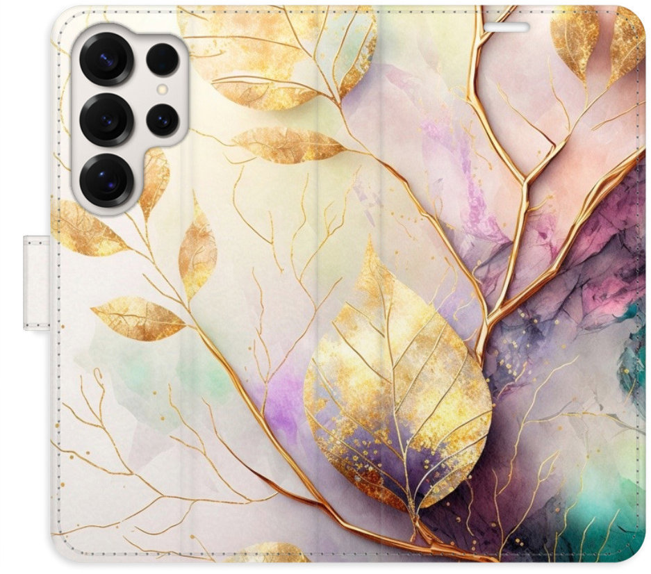 iSaprio Flip puzdro Gold Leaves 02 pre Samsung Galaxy S25 Ultra