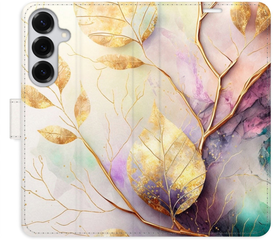 iSaprio Flip puzdro Gold Leaves 02 pre Samsung Galaxy S25+