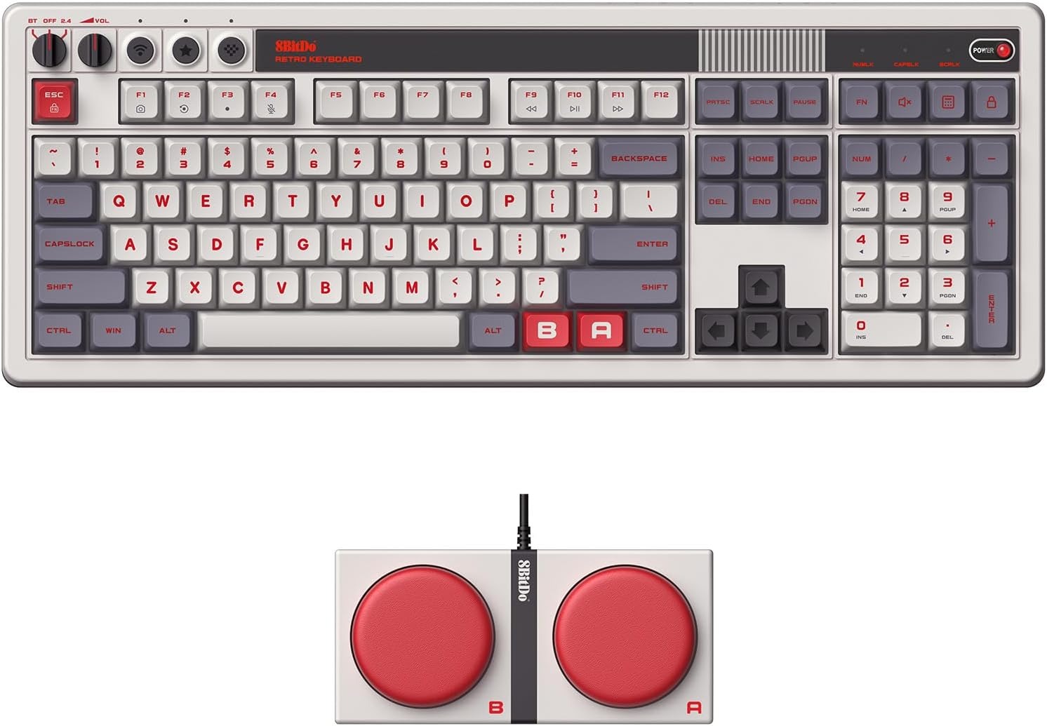 8BitDo Retro Mechanical Keyboard (N Edition) with Integrated Numpad + Dual Super Buttons - UK