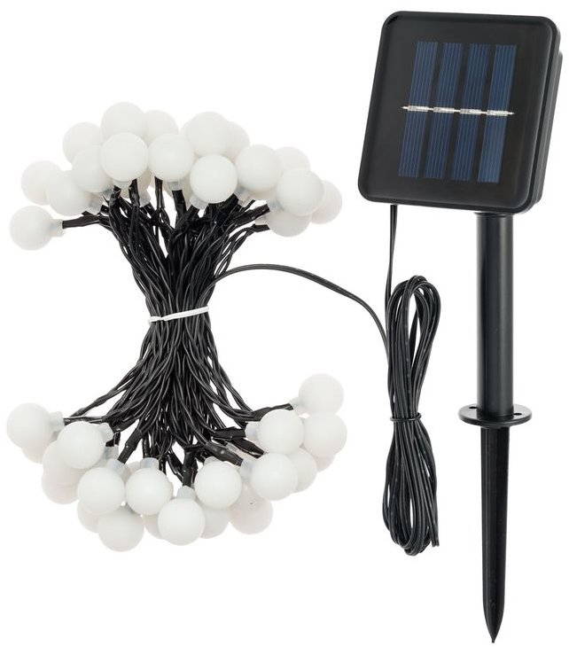 Aca Lighting LED solární kuličky čiré, 30 LED, 4,35 m + 2 m, studená bílá, IP44, 2 funkce
