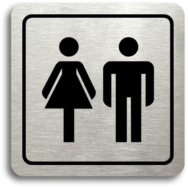 Accept Piktogram „WC ženy, muži“ (80 × 80 mm) (strieborná tabuľka – čierna tlač)