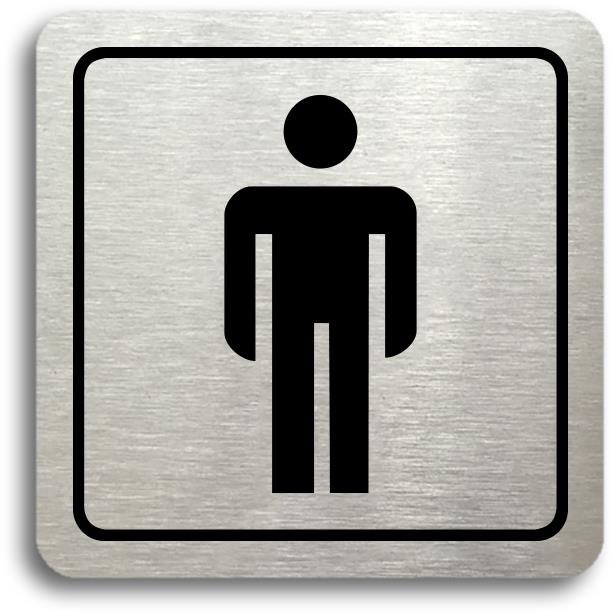 Accept Piktogram „WC muži" (80 × 80 mm) (strieborná tabuľka – čierna tlač)