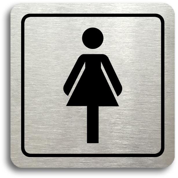 Accept Piktogram „WC ženy" (80 × 80 mm) (strieborná tabuľka – čierna tlač)