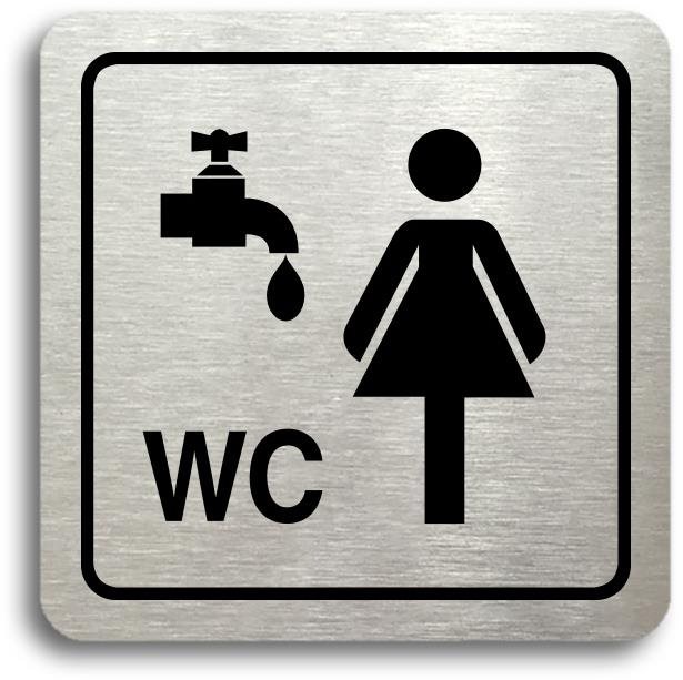 Accept Piktogram „umyváreň, WC ženy“ (80 × 80 mm) (strieborná tabuľka – čierna tlač)