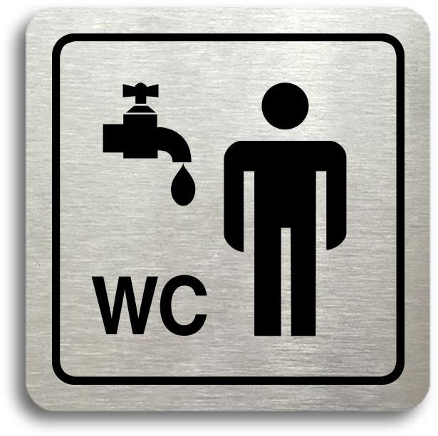 Accept Piktogram „umývárna, WC muži" (80 × 80 mm) (strieborná tabuľka – čierna tlač)