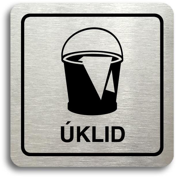 Accept Piktogram „upratovanie“ (80 × 80 mm) (strieborná tabuľka – čierna tlač)