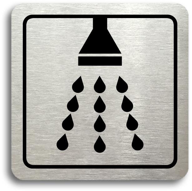 Accept Piktogram „sprcha" (80 × 80 mm) (strieborná tabuľka – čierna tlač)