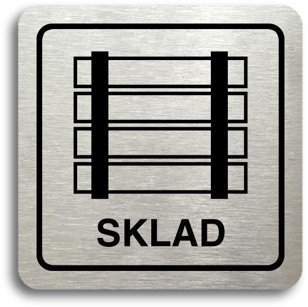 Accept Piktogram „sklad" (80 × 80 mm) (strieborná tabuľka – čierna tlač)