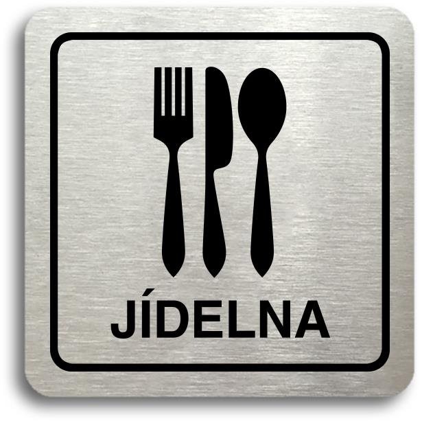 Accept Piktogram „jídelna" (80 × 80 mm) (strieborná tabuľka – čierna tlač)