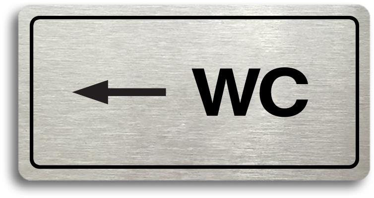 Accept Piktogram „WC VĽAVO" (160 × 80 mm) (strieborná tabuľka – čierna tlač)