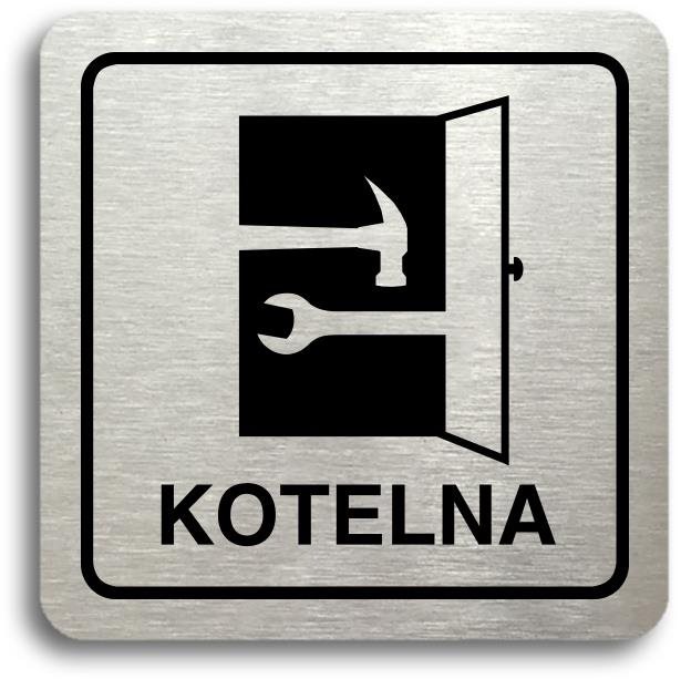 Accept Piktogram „kotolňa“ (80 × 80 mm) (strieborná tabuľka – čierna tlač)