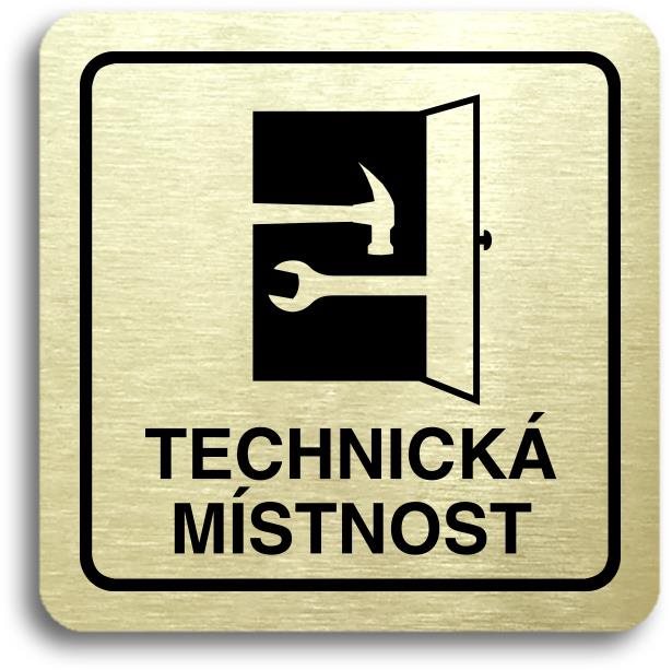 Accept Piktogram „technická miestnosť“ (80 × 80 mm) (zlatá tabuľka – čierna tlač)