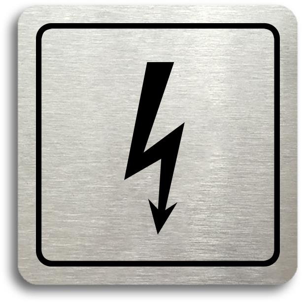 Accept Piktogram „elektrické zařízení" (80 × 80 mm) (strieborná tabuľka – čierna tlač)