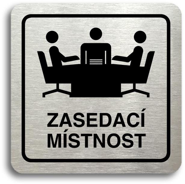 Accept Piktogram „zasedací místnost" (80 × 80 mm) (strieborná tabuľka – čierna tlač)