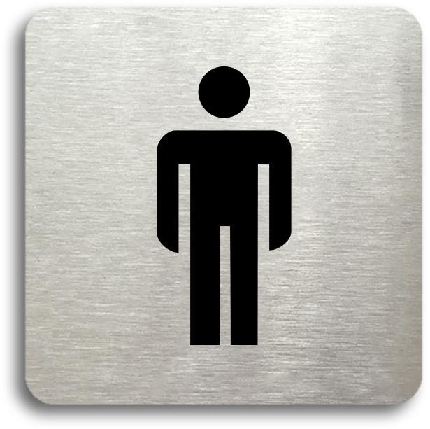 Accept Piktogram „WC muži“ (80 × 80 mm) (strieborná tabuľka – čierna tlač bez rámčeka)