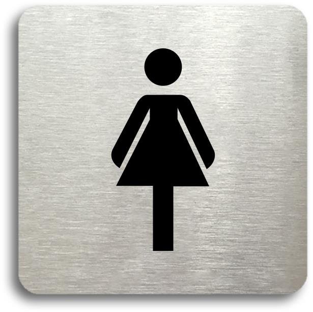 Accept Piktogram „WC ženy" (80 × 80 mm) (strieborná tabuľka – čierna tlač bez rámčeka)