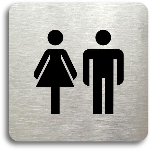 Accept Piktogram „WC ženy, muži" (80 × 80 mm) (strieborná tabuľka – čierna tlač bez rámčeka)