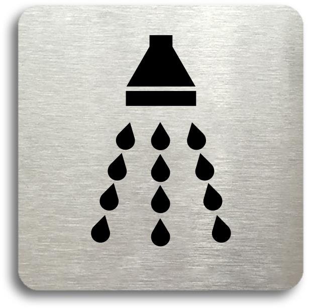 Accept Piktogram „sprcha" (80 × 80 mm) (strieborná tabuľka – čierna tlač bez rámčeka)