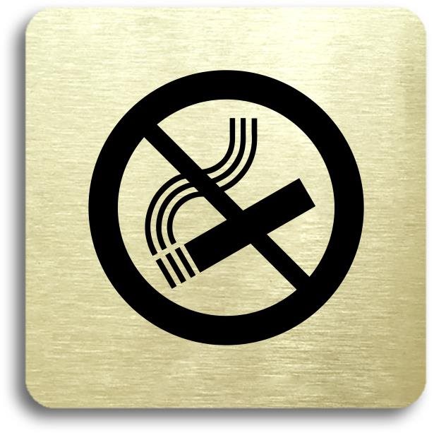 Accept Piktogram „zákaz fajčenia“ (80 × 80 mm) (zlatá tabuľka – čierna tlač bez rámčeka)