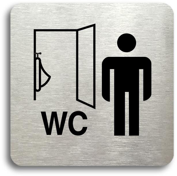 Accept Piktogram „WC muži pisoár" (80 × 80 mm) (strieborná tabuľka – čierna tlač bez rámčeka)