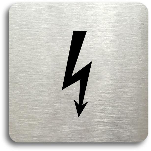Accept Piktogram „elektrické zariadenie" (80 × 80 mm) (strieborná tabuľka – čierna tlač bez rámčeka)