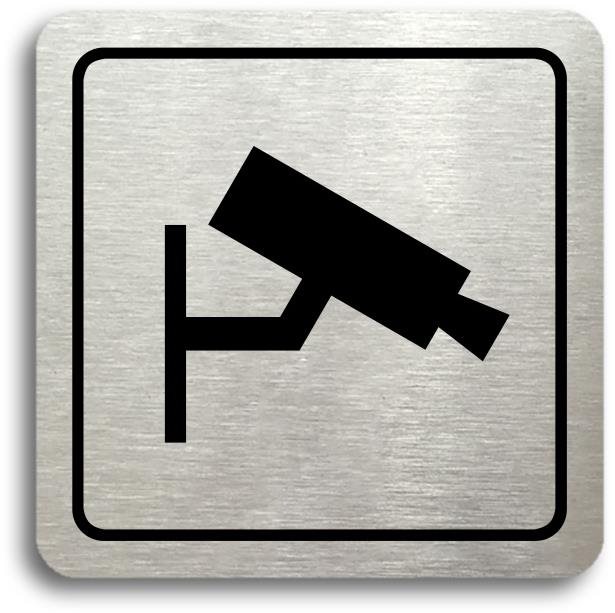 Accept Piktogram „monitorováno II" (80 × 80 mm) (strieborná tabuľka – čierna tlač)