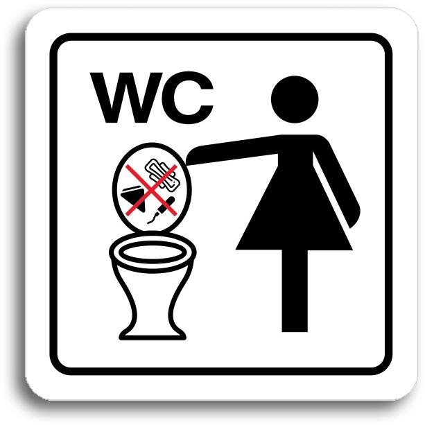 Accept Piktogram " zákaz vhadzovania predmetov do WC II" (80 × 80 mm) (biela tabuľka - farebná tlač