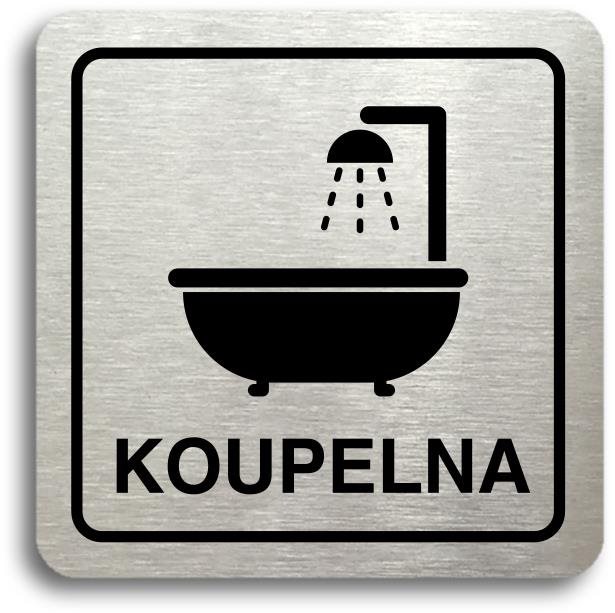 Accept Piktogram „koupelna II" (80 × 80 mm) (strieborná tabuľka – čierna tlač)