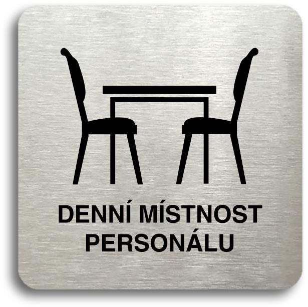 Accept Piktogram " denná miestnosť personálu" (80 × 80 mm) (strieborná tabuľka - čierna tl