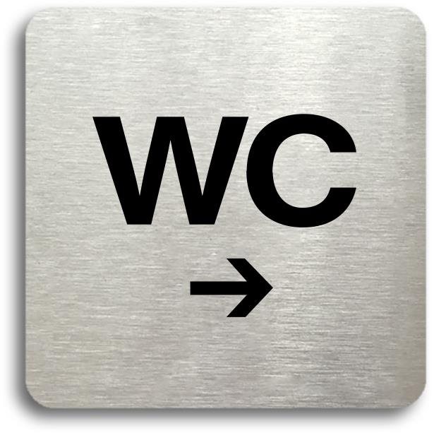 Accept Piktogram „WC vpravo" (80 × 80 mm) (strieborná tabuľka – čierna tlač bez rámčeka)