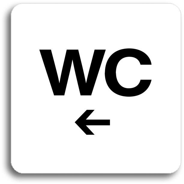 Accept Piktogram " WC vľavo" (80 × 80 mm) (biela tabuľka - čierna tlač bez rámčeka)