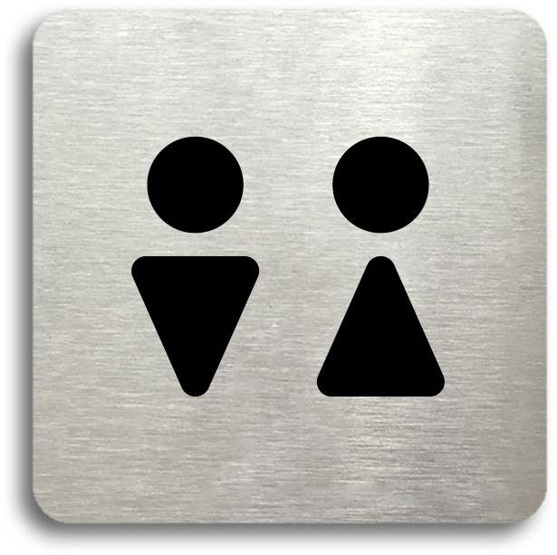 Accept Piktogram „WC muži, ženy II" (80 × 80 mm) (strieborná tabuľka – čierna tlač bez rámčeka)