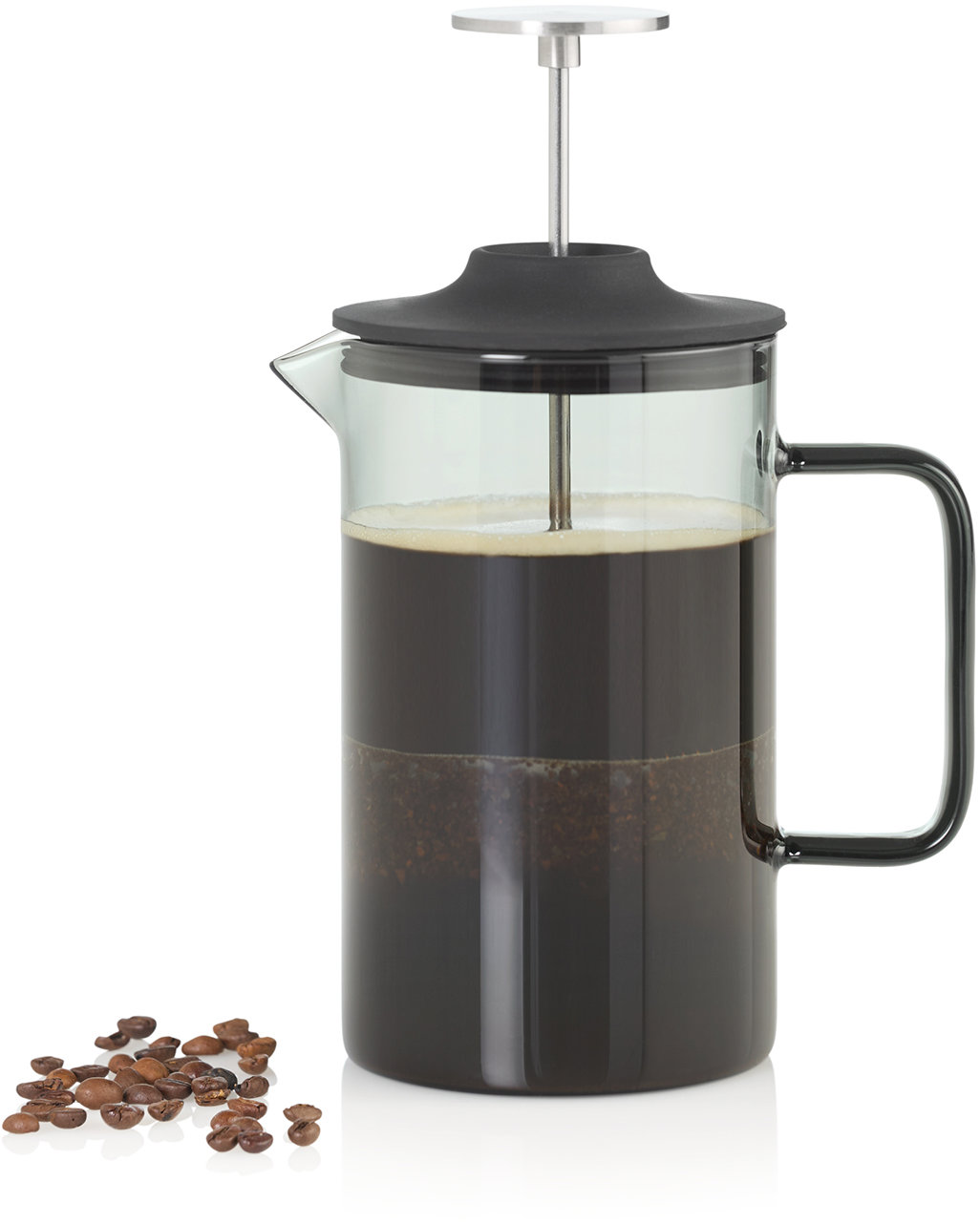 AdHoc French press z dvouplášťováho tmavého skla IMPACT, 600 ml