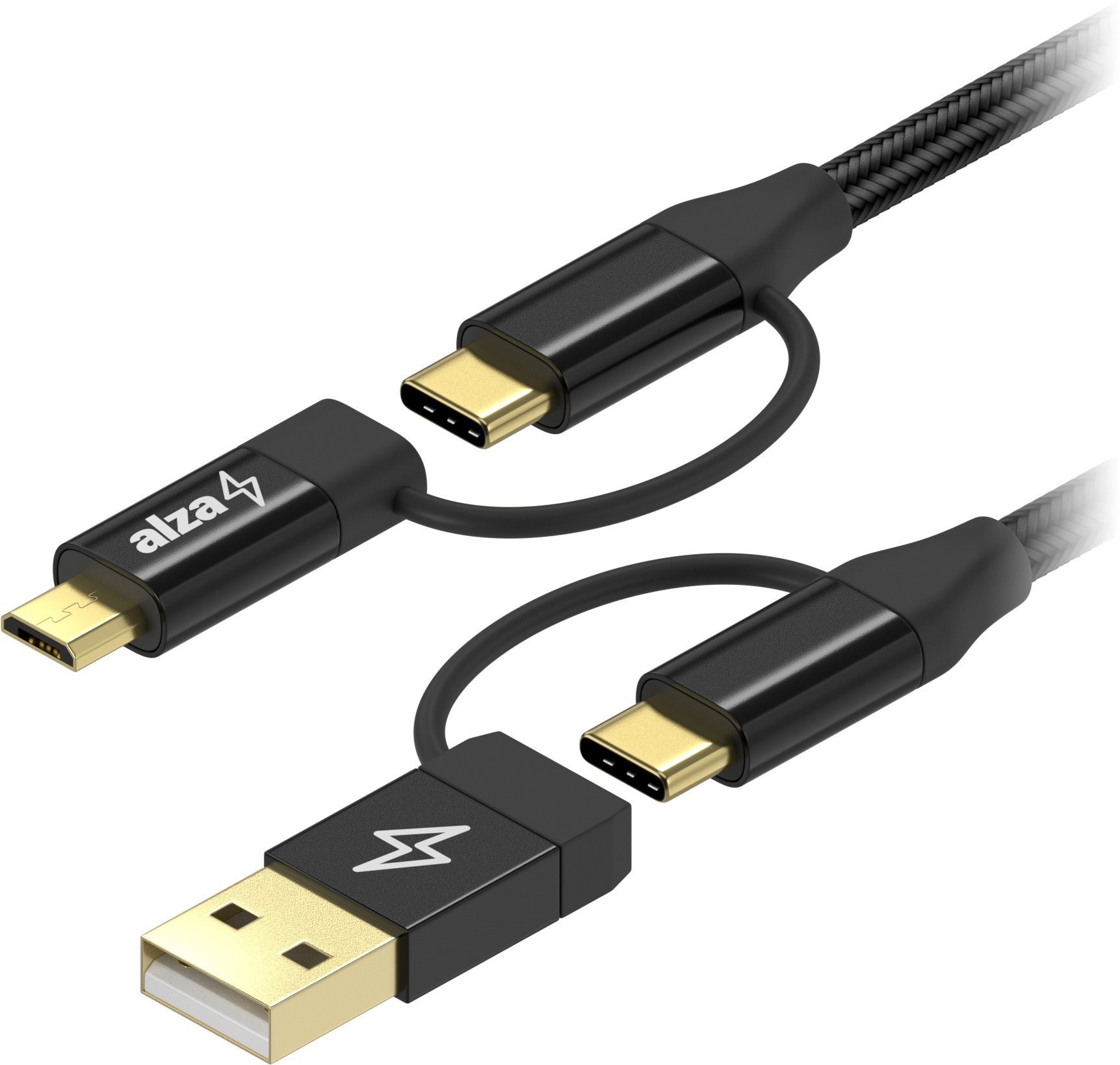 AlzaPower MultiCore 4in1 USB 60W 480Mbps 2m čierny