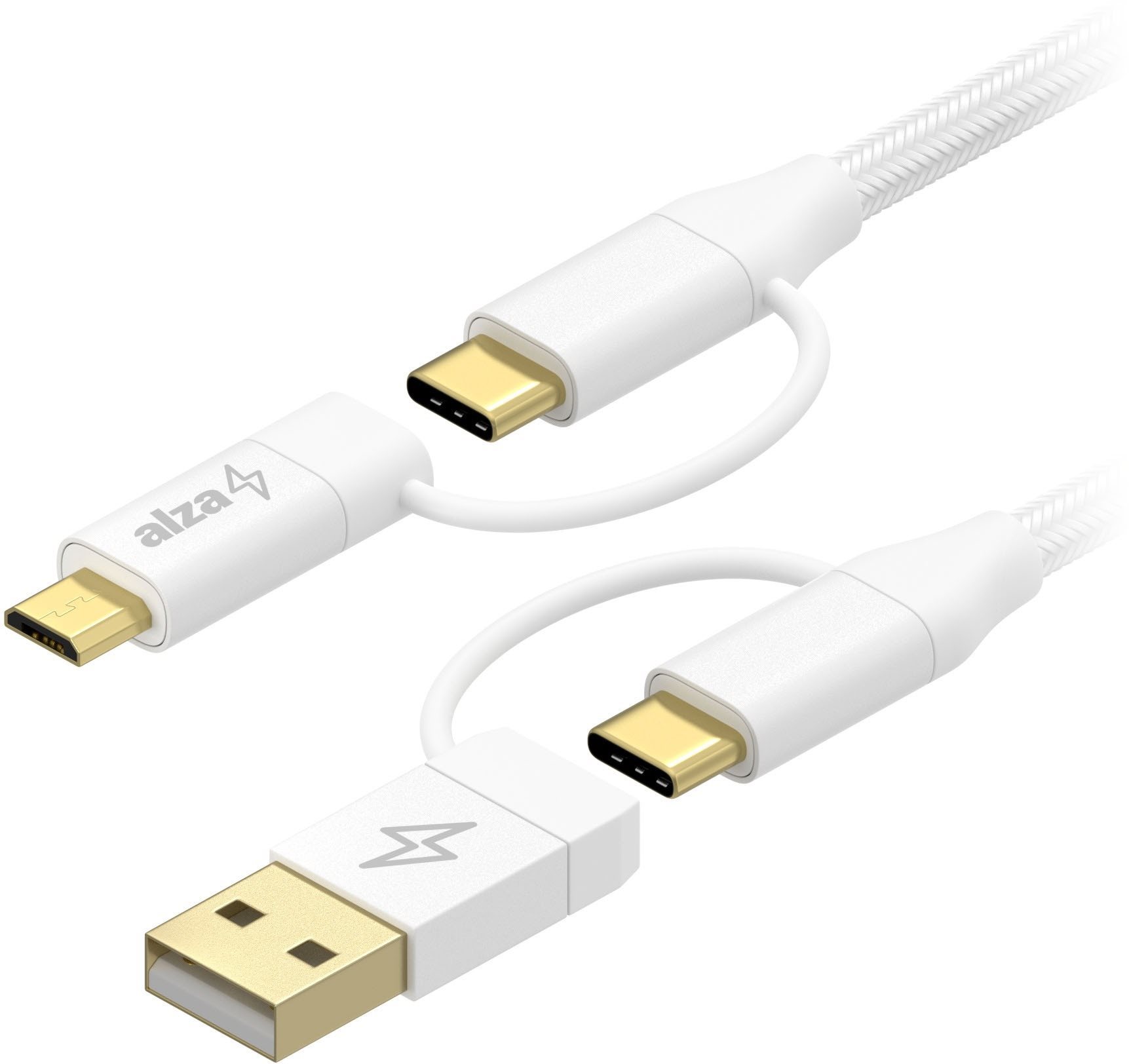 AlzaPower MultiCore 4in1 USB 60W 480Mbps 1m biely