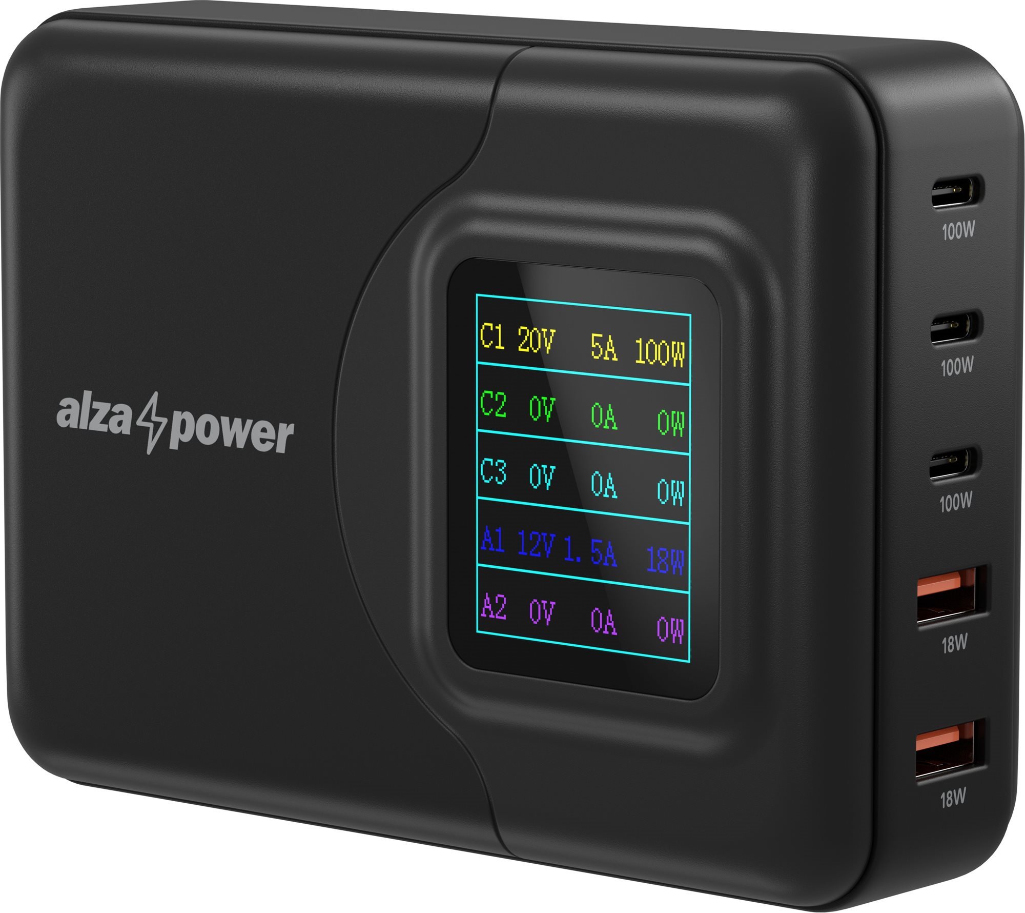 AlzaPower M500 Digital Display Multi Ultra Charger 200W čierna